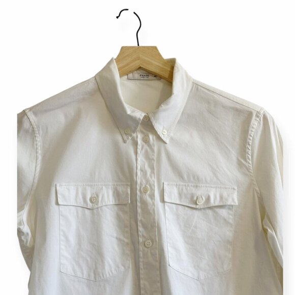Prada White Stretch Cotton Button Down Shirt, size Italian 44/10 US, - Picture 10 of 15